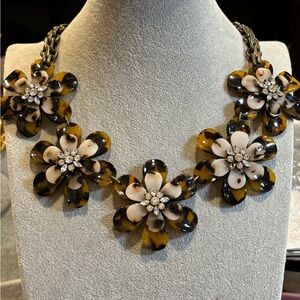 BaubleBar Tortoiseshell print Floral Necklace with rhinestone accents!